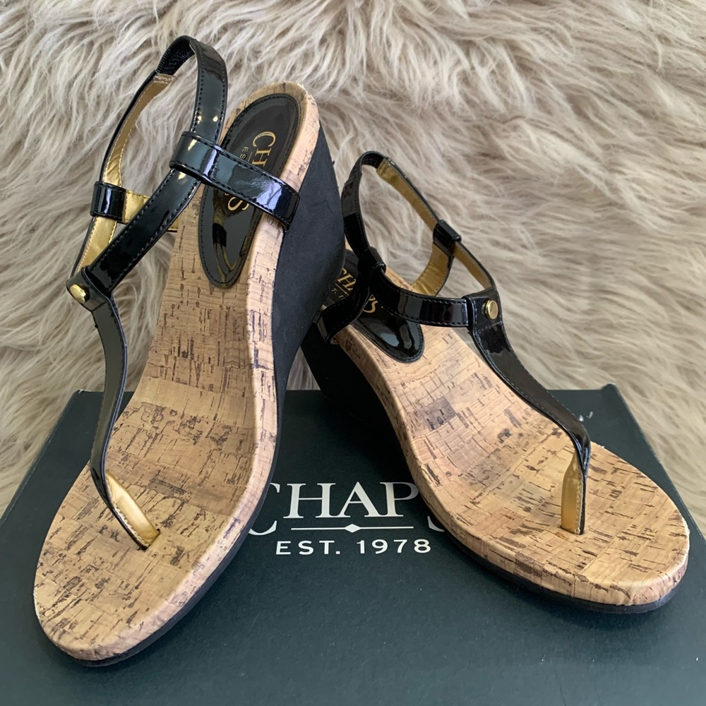 Chaps Thong Wedge Sandals